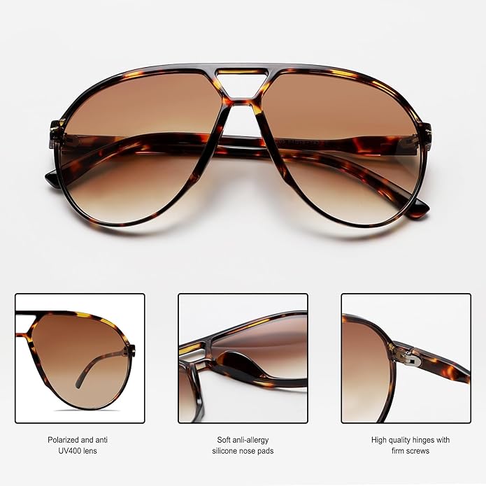 Retro Oversized Aviator Sunglasses - Amara