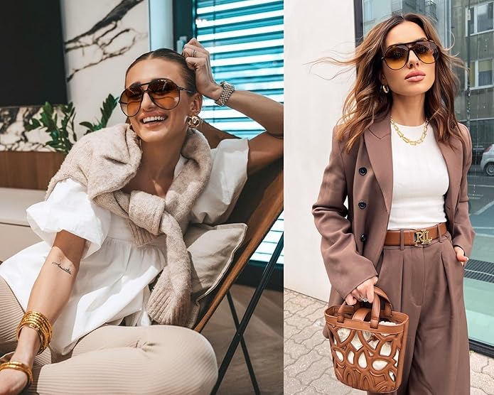 Retro Oversized Aviator Sunglasses - Amara