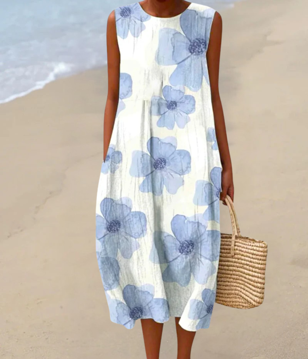 Printed Pattern Sleeveless Long Dress