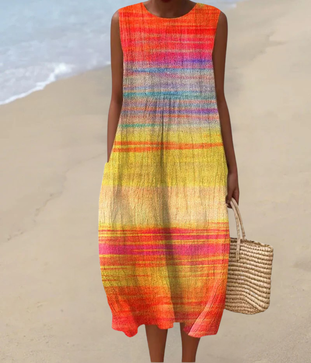 Printed Pattern Sleeveless Long Dress